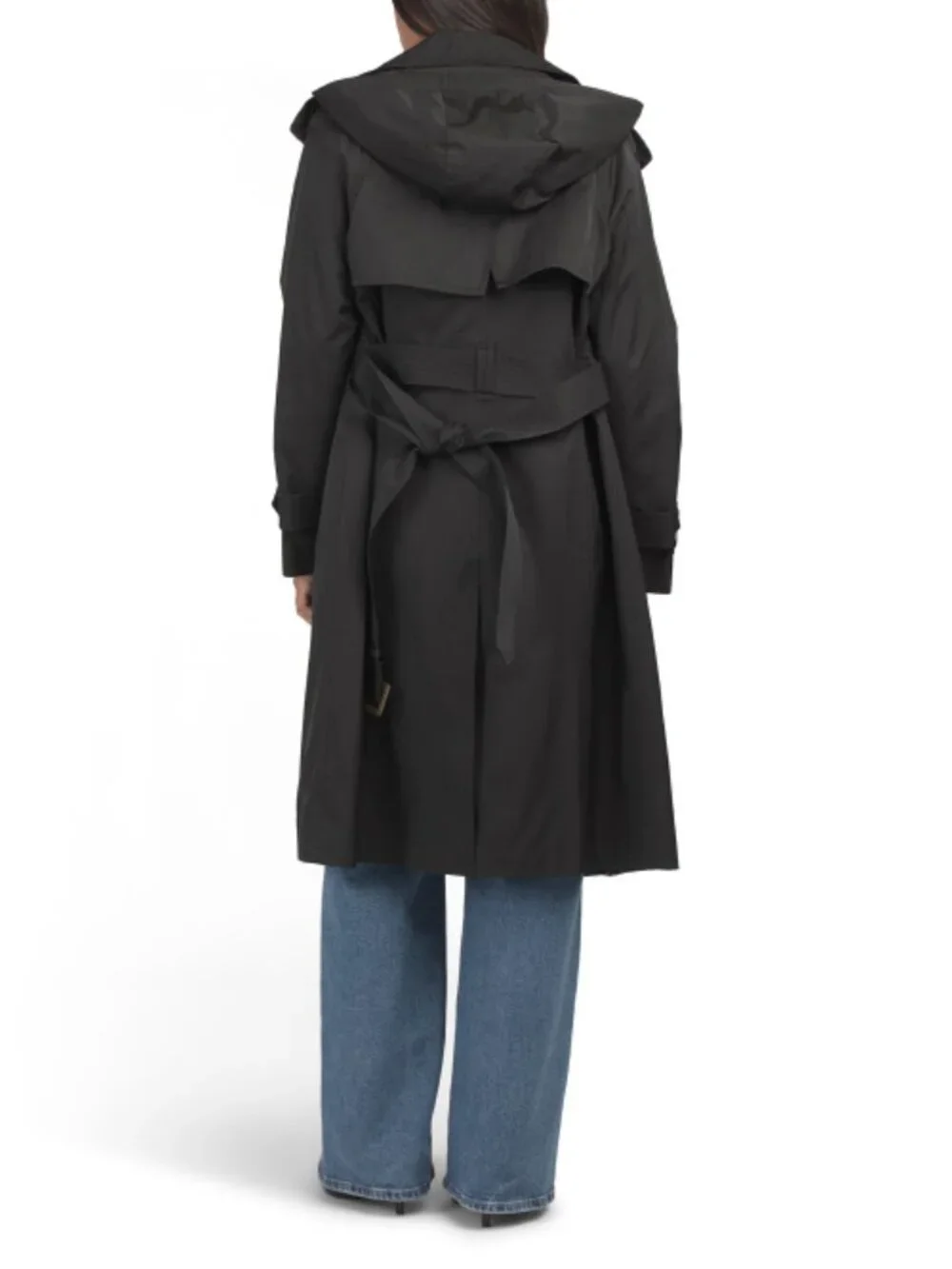 LONDON FOG Long Belted Trench Coat With Detachable Hood